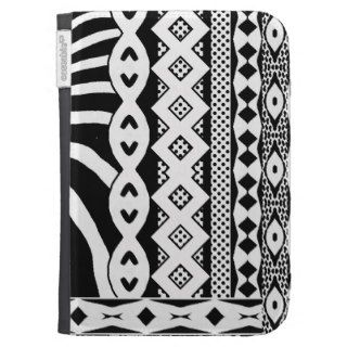 Tribal Black & White Zebra Pattern Kindle Case