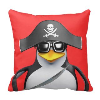 Cute 3d Penguin Pirate (editable) Pillow