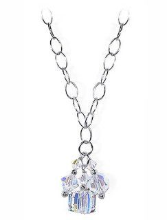 Sterling Silver Clear Crystal Oval Shape Chain Necklace 24 inch Made with Swarovski Elements: Jewelry