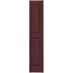 Builders Edge 12 in. x 59 in. Raised Panel Vinyl Exterior Shutters Pair in #167 Bordeaux 030120059167