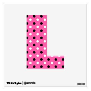 Pink Black White Polka Dots Wall Decal   Letter L