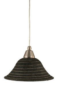 Toltec Lighting 22 BN 432 Cord Mini Pendant Light Brushed Nickel Finish with Charcoal Spiral Glass, 10 Inch   Ceiling Pendant Fixtures  