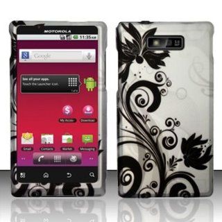 Motorola Triumph WX435 (Virgin Mobile) Black/Silver Vines Design Hard Case Snap On Protector Cover + Car Charger + Free Neck Strap + Free Magic Soil Crystal Gift: Cell Phones & Accessories