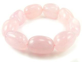 BA9896 AAA Rose Quartz Big Bold Beautiful Natural Shape Natural Healing Crystal Stretch Bracelet: Jewelry
