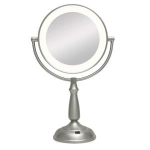 Zadro Ultra Bright LED Lighted 12X/1X Round Vanity Mirror in Satin Nickel LEDVPR412