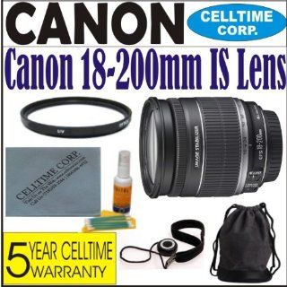 Canon EF S 18 200mm f/3.5 5.6 IS Standard Zoom Lens (White Box   Import Model) for EOS Rebel XS, XSI, T1i, T2i, T3, T3i, 60D & 7D w/ Accessory Kit + 5 Year Celltime Warranty : Digital Camera Accessory Kits : Camera & Photo