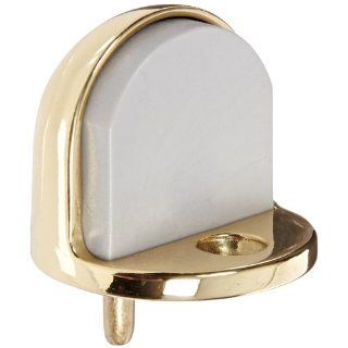 Rockwood 441H.3 Brass Floor Mount Cast Universal Dome Stop, #12 X 1 1/4" FH WS Fastener with Plastic Anchor and 12 24 x 1" FH MS Fastener with Lead Anchor, 1 7/8" Base Diameter x 7/32" Base Length, Polished Clear Coated Finish: Industri