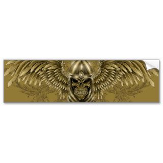 Templar Knight Gothic Medieval Skull with Wings Bumper Stickers