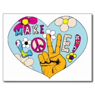 Make Love Not War ~ 60s Hippie Peace Sign Post Card