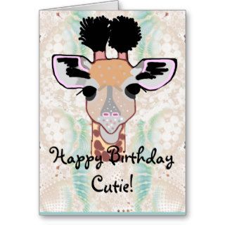 Giraffe Happy Birthday Cutie Greeting Cards