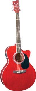 Jay Turser jta 444 cet tr  Acoustic electric Guitar, Transparent Red: Musical Instruments