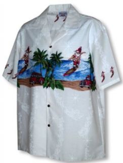 Santa Surfing Christmas Hawaiian Shirt (L, White) at  Mens Clothing store: Button Down Shirts