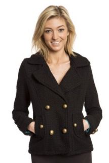 Boy Meets Girl Women's Classic Wool Blend Double Breasted Short Pea Coat