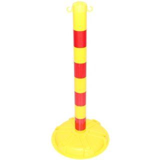Accuform Signs PRC447YLRR Blockade High Density Polyethylene Stanchion Post, 3" Diameter x 38" Height, Yellow with Reflective Red Stripe: Industrial Safety Chain Barriers: Industrial & Scientific