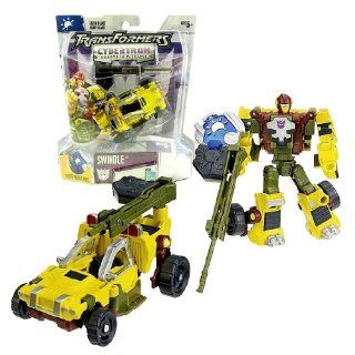 Hasbro Year 2005 Transformers Cybertron Series Scout Class 4 Inch Tall Robot Action Figure   Decepticon SWINDLE with Sniper Rifle and Earth Planet Cyber Key (Vehicle Mode: Dune Buggy): Toys & Games