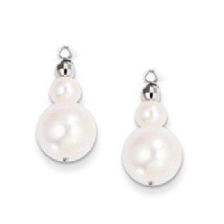 14k White Gold Fresh Water Pearl Earring Jackets XF447E: Jewelry