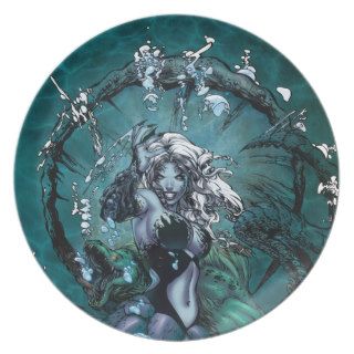 Grimm Fairy Tales Little Mermaid Wicked Sea Witch Dinner Plates