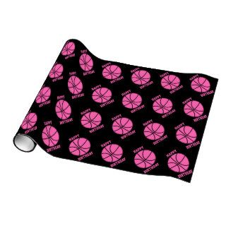 Sports Girls Basketball Ball Player Happy Birthday Gift Wrapping Paper