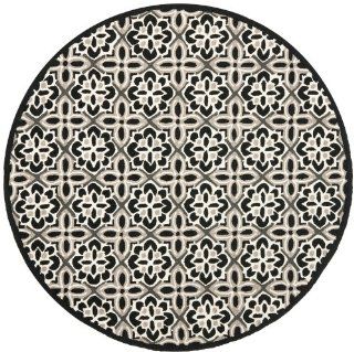 Safavieh FRS448A 6R Four Seasons Collection Indoor/Outdoor Round Area Rug, 6 Feet in Diameter, Black and Ivory  
