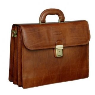Maxwell Scott Luxury Tan Leather Briefcase (The Paolo3)   One Size Clothing