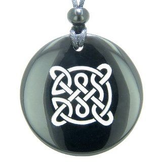 Life Protection Celtic Shield Knot Amulet Black Onyx Magic Gemstone Circle Spiritual Powers Pendant Necklace: Best Amulets: Jewelry