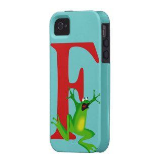 Monogram initial letter F cute frog cartoon custom Case Mate iPhone 4 Case
