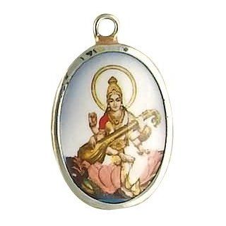 Hindu & Buddhist Saraswati Ceramic Pendant Necklace Women's Men's Spiritual New Age Jewelry FREE 33" CORD INCLUDED: Jewelry