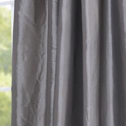 Ruched Header Platinum Faux Silk Taffeta 120 inch Curtain Panel EFF Curtains