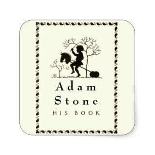 Ex Libris Boy on Toy Horse Sticker