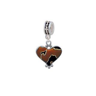 Two Tone Enamel Cheetah Print Heart European Silver Cross Charm Dangle Bead: Delight Jewelry: Jewelry