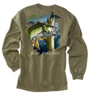Reel Legends Mens Long Sleeve Bass T Shirt Md Military green at  Mens Clothing store: Fashion T Shirts