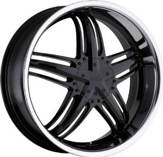 MILANNI   457 force   20 Inch Rim x 8   (5x4.25/5x4.5) Offset (38) Wheel Finish   gloss black with stainless steel lip: Automotive