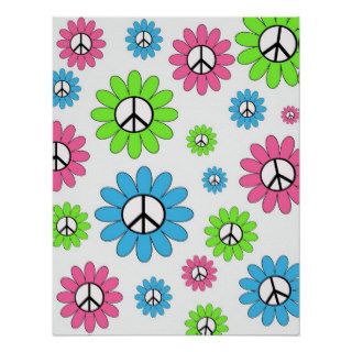 Inspirational Peace Sign Flowers Poster