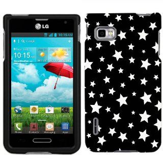 T Mobile LG Optimus F3 Silver Stars on Black Phone Case Cover Cell Phones & Accessories