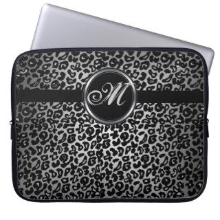 Large Leopard Print Monogram Laptop Sleeve