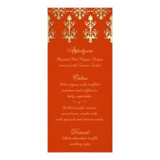 Indian Wedding Menu Cards Orange Gold Damask Custom Rack Cards
