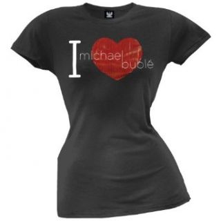 Michael Buble   Womens I Heart Foil Juniors T shirt 2x large Black: Fashion T Shirts: Clothing