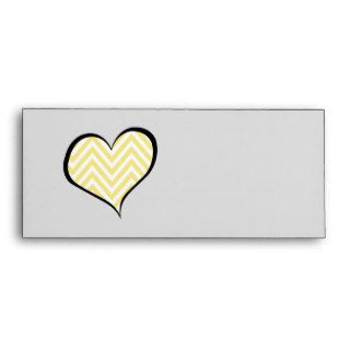 Chic Zig Zag Stripes Lines Love Heart Yellow White Envelope