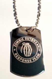 Zombie Outbreak Response Team Zort Z.o.r.t Skull Military Logo Symbols   Military Dog Tag Luggage Tag Key Chain Metal Chain Necklace