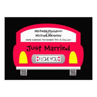 Post Wedding Reception Invitation    Red Car