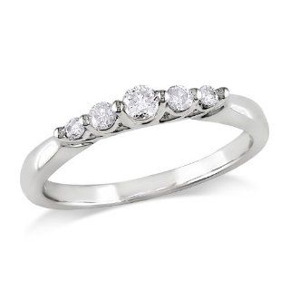 14k White Gold Diamond Anniversary Ring (0.25 Cttw, H I Color, I1 I2 Clarity): Jewelry