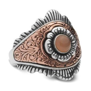 Carolyn Pollack Sterling Silver and Copper Peach Moonstone Ring: Jewelry