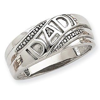 14k White Gold AA Diamond Men's Dad Ring Diamond quality AA (I1 clarity, G I color): Jewelry