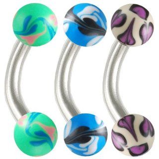 3Pcs 16g 16 gauge 1.2mm 1/4 6mm steel eyebrow lip piercing curved barbell tragus rings jewelry BDCS Jewelry