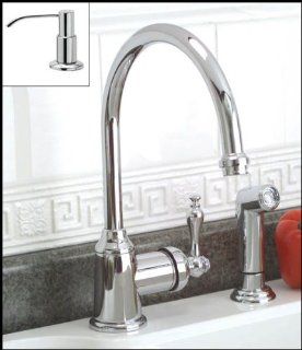 Chrome Single Handle Kitchen Faucet with Sprayer and Soap Pump   Touch On Kitchen Sink Faucets  