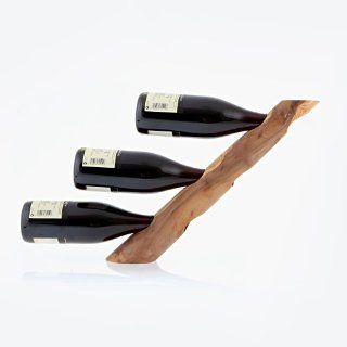 Handmade Olive Wood 3 Wine Bottle Holder   Tabletop Wine Racks