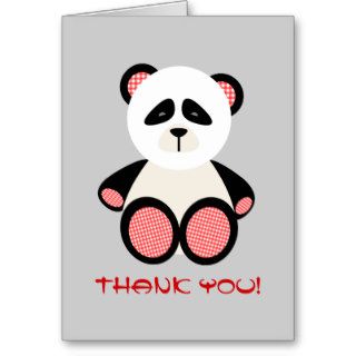Red Gingham Panda Bear Baby Shower Thank You Card