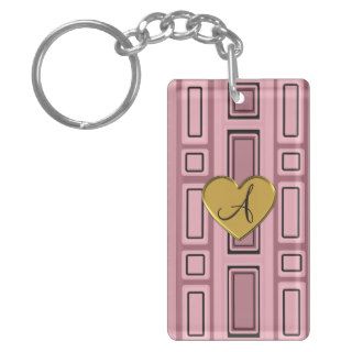 Pretty Pink retro squares monogram Rectangular Acrylic Keychain
