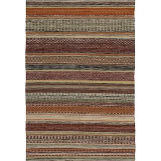 Tapestry woven Striped Kilim Village Beige Wool Rug (4' x 6') Safavieh 3x5   4x6 Rugs