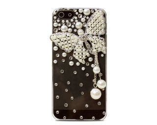 BONAMART ® Bling Butterfly Rhinestone Pearl Crystal Hard Back Case Cover For iPhone 5 5G 5t: Cell Phones & Accessories